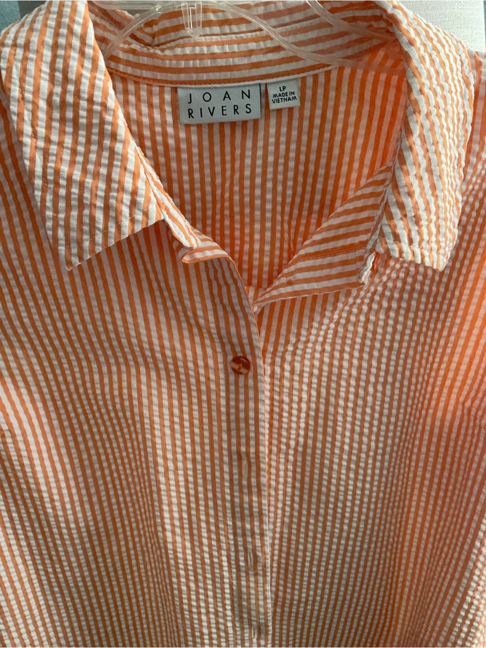 Joan Rivers Coral nd White Striped Button-Up Shirt